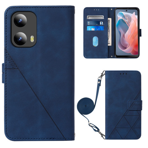 Moto G 5G 2024 Crossbody 3D Embossed Flip Leather Phone Case - Blue